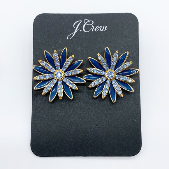 J. Crew Jewelry - J. Crew Pave Daisy Stud Earrings Blue